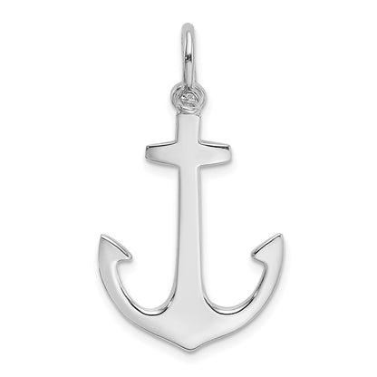 14k White Gold Polished 3-D Anchor Charm Pendant