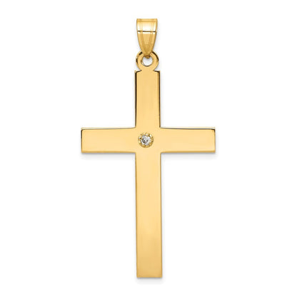 14k Yellow Gold Polished .03ct. Diamond Cross Pendant