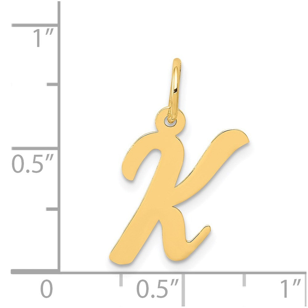 14k Yellow Gold Medium Script Letter K Initial Charm Pendant