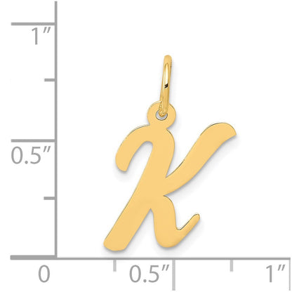 14k Yellow Gold Medium Script Letter K Initial Charm Pendant
