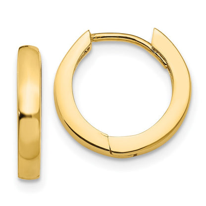 14k Yellow Gold Round Hinged Hoop Earrings Gift for Women