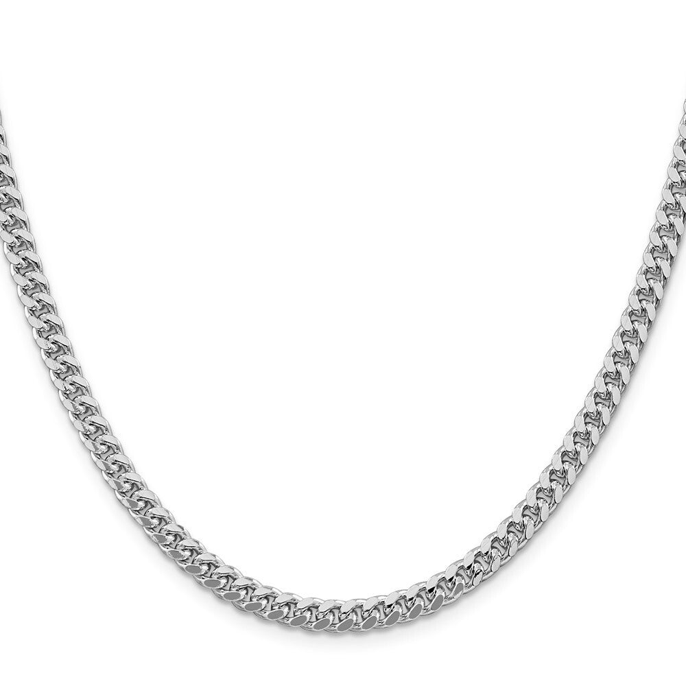 Sterling Silver Rhodium-plated 5mm Domed Side Diamond-cut Curb Chain