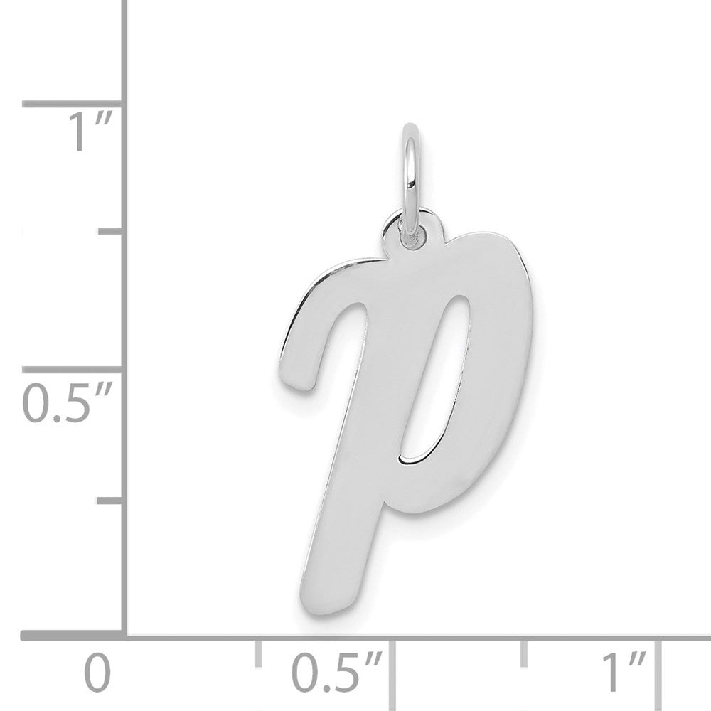14k White Gold Large Script Letter P Initial Charm Pendant