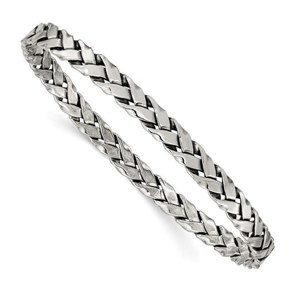 Sterling Silver Antiqued 5.25mm Slip-on Bangle