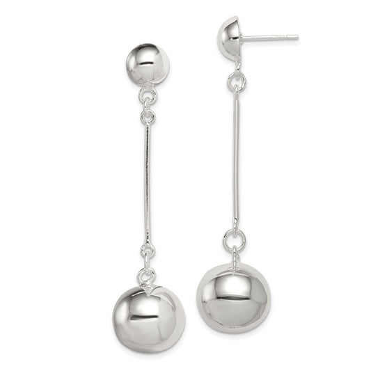 Sterling Silver Polished 14mm Ball Dangle Earrings