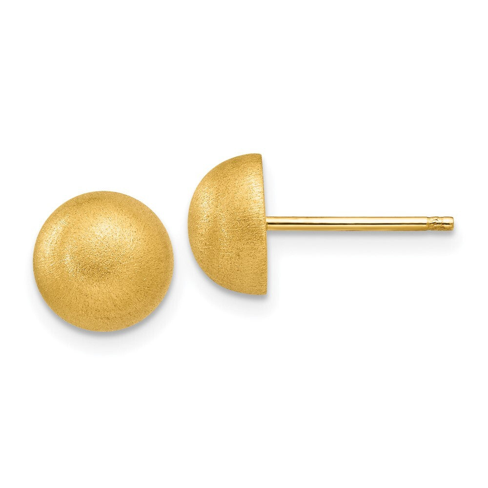 14k Yellow Gold Hollow Satin 8.00mm Half Ball Stud Earrings Gift for Women