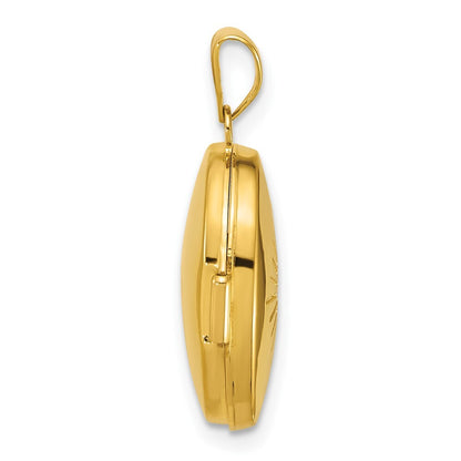 14k Yellow Gold Polished Diamond 17mm Oval Locket Pendant for Women