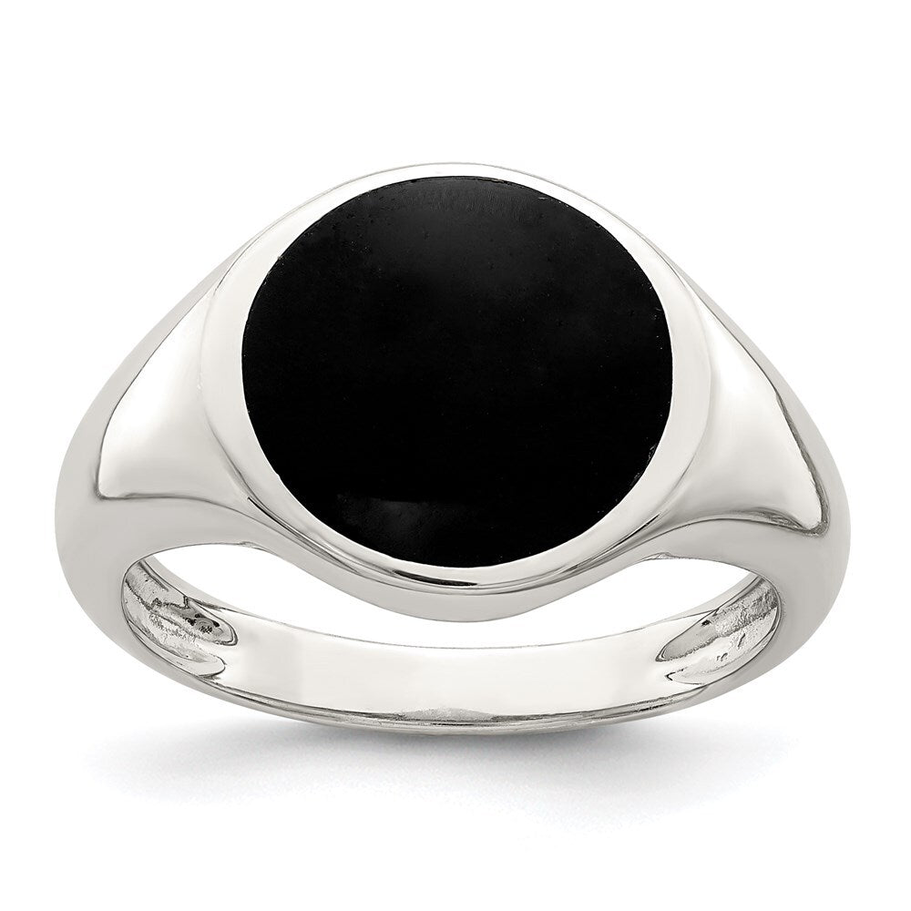 Sterling Silver Onyx Inlay Ring Size 8