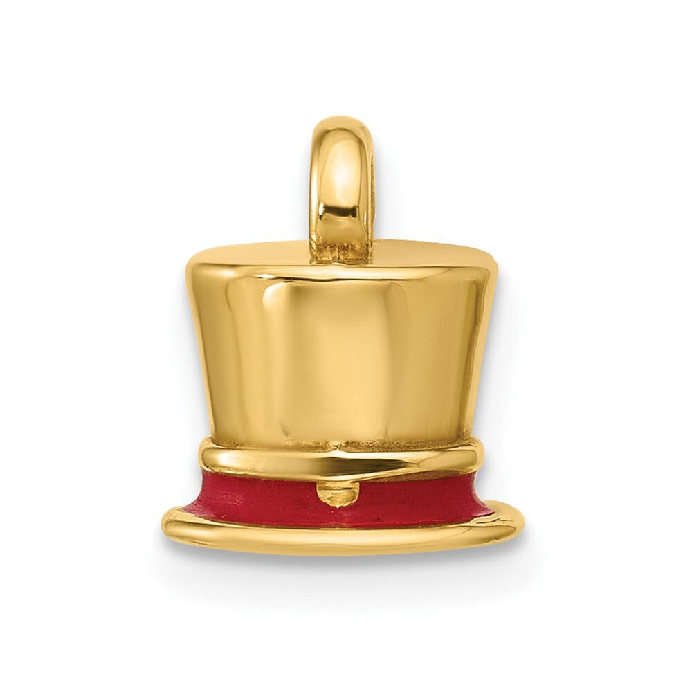 14k Yellow Gold Fancy Top Hat Charm Pendant for Women