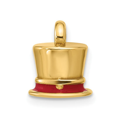 14k Yellow Gold Fancy Top Hat Charm Pendant for Women