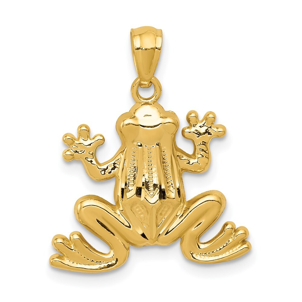 14k Yellow Gold Polished Frog Pendant for Women