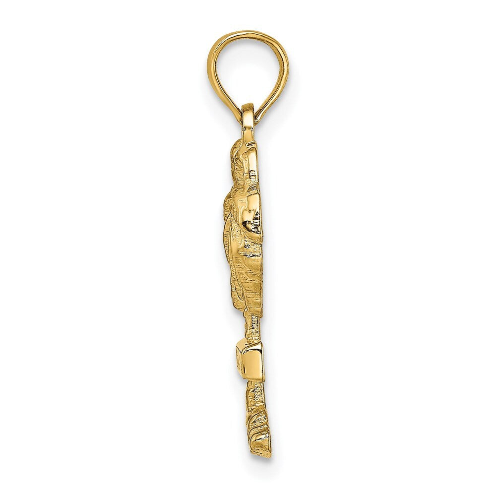 14k Yellow Gold 2-D ST. MARTIN On Palm Tree Charm Pendant for Women
