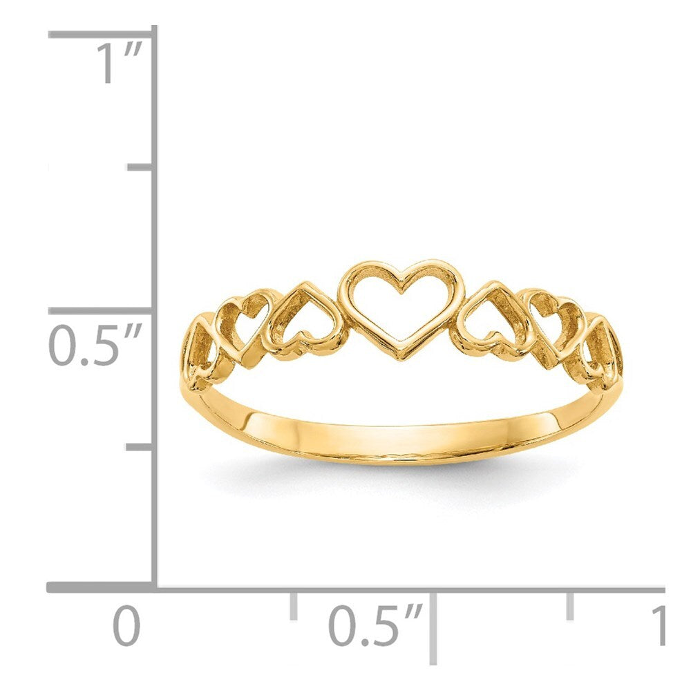 14K Yellow Gold Hearts Ring