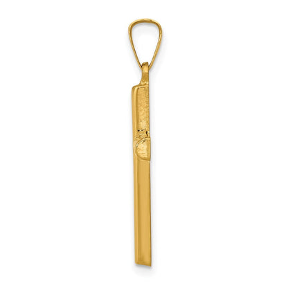 14k Yellow Gold Hollow Cross Pendant for Women