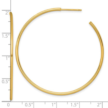 14k Yellow Gold Polished 1.5 x 50mm Solid C-Hoop Earrings