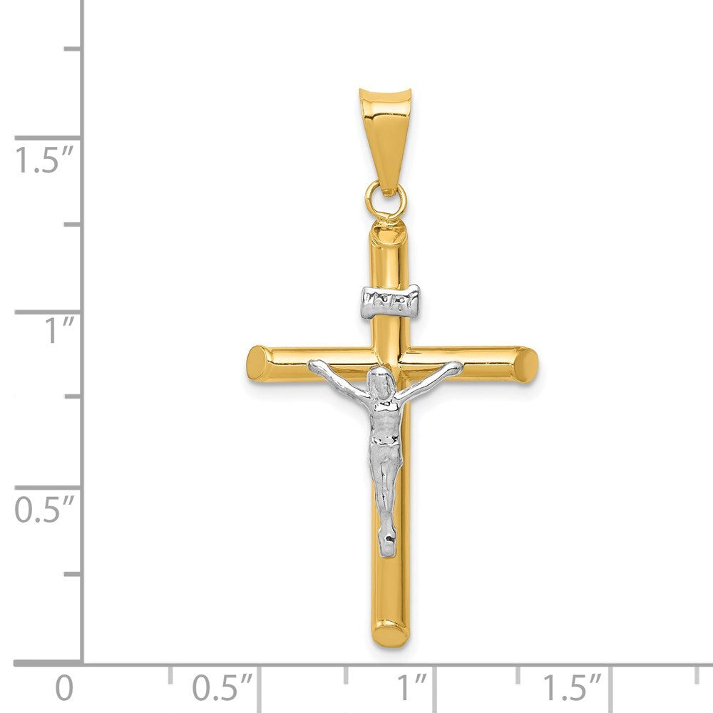 14k Two-tone Gold Polished Jesus Crucifix Pendant for Women