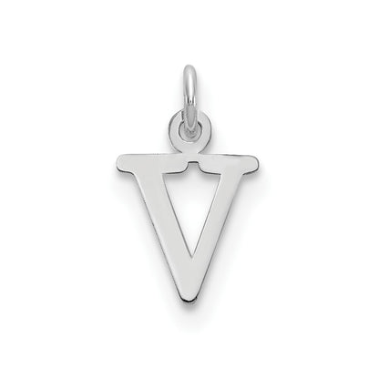 14k White Gold Cutout Letter V Initial Pendant for Women