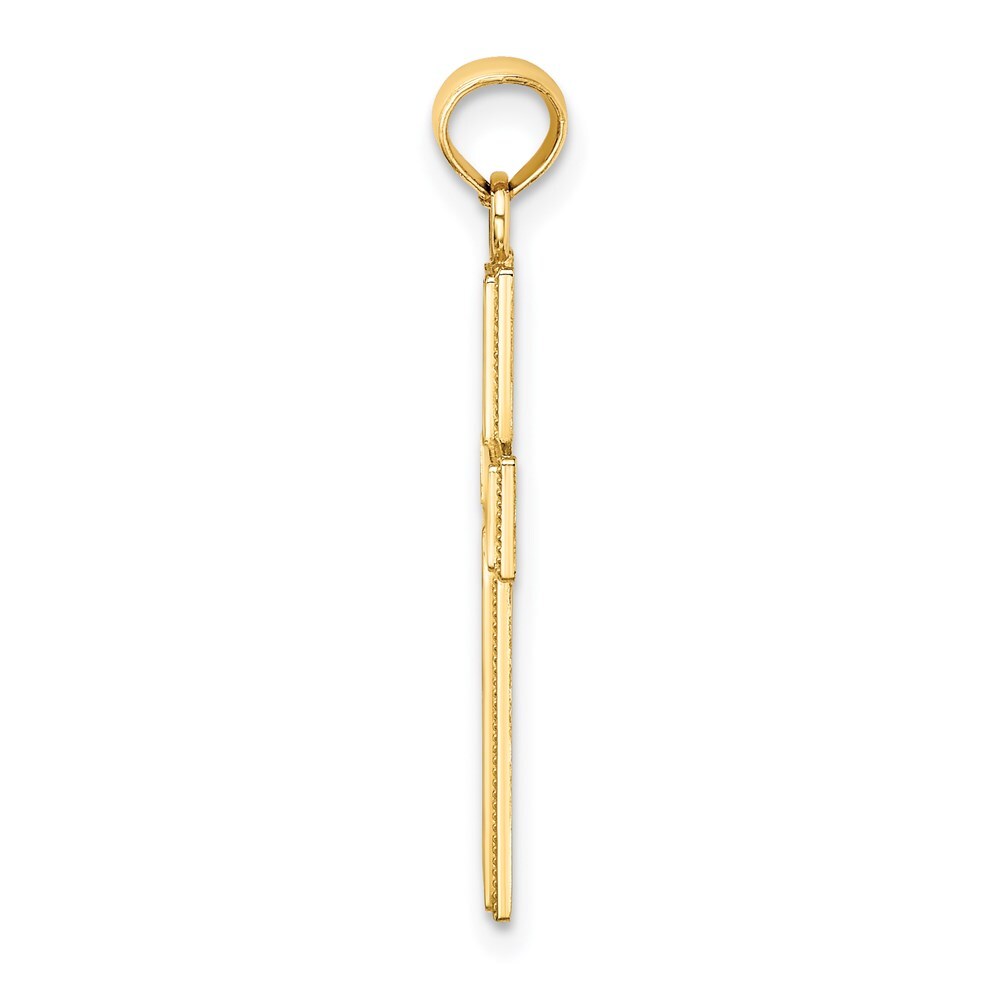 14k Yellow Gold Filigree Beaded Outline Cross Charm Pendant for Women