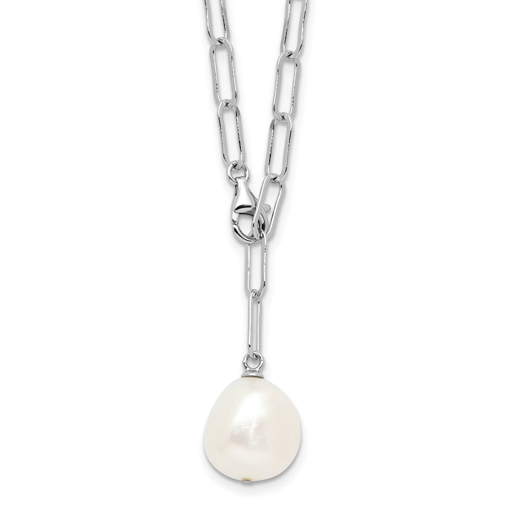 Sterling Silver 12-13mm Teardrop Cultured Pearl Adjustable Necklace 24"