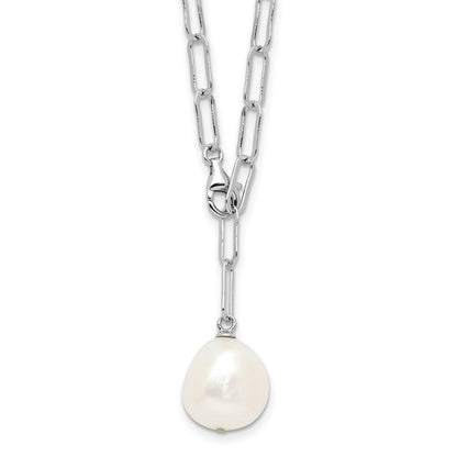 Sterling Silver 12-13mm Teardrop Cultured Pearl Adjustable Necklace 24"