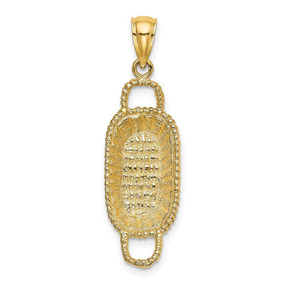 14k Yellow Gold 3-D 2 Handles Rectangular Basket Charm