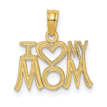 14k Yellow Gold I HEART MY MOM Charm