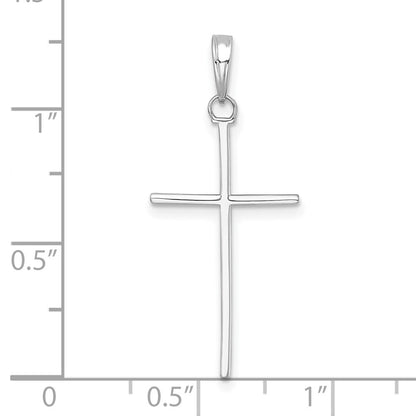 14K White Gold 3-D and Polished Stick Cross Pendant