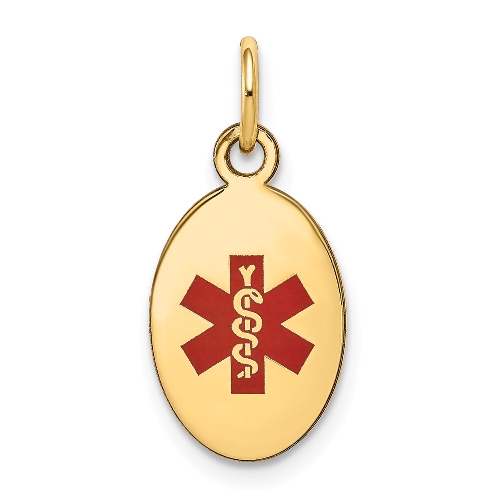 14k Yellow Gold Polished Enamel Medical Jewelry Pendant for Women