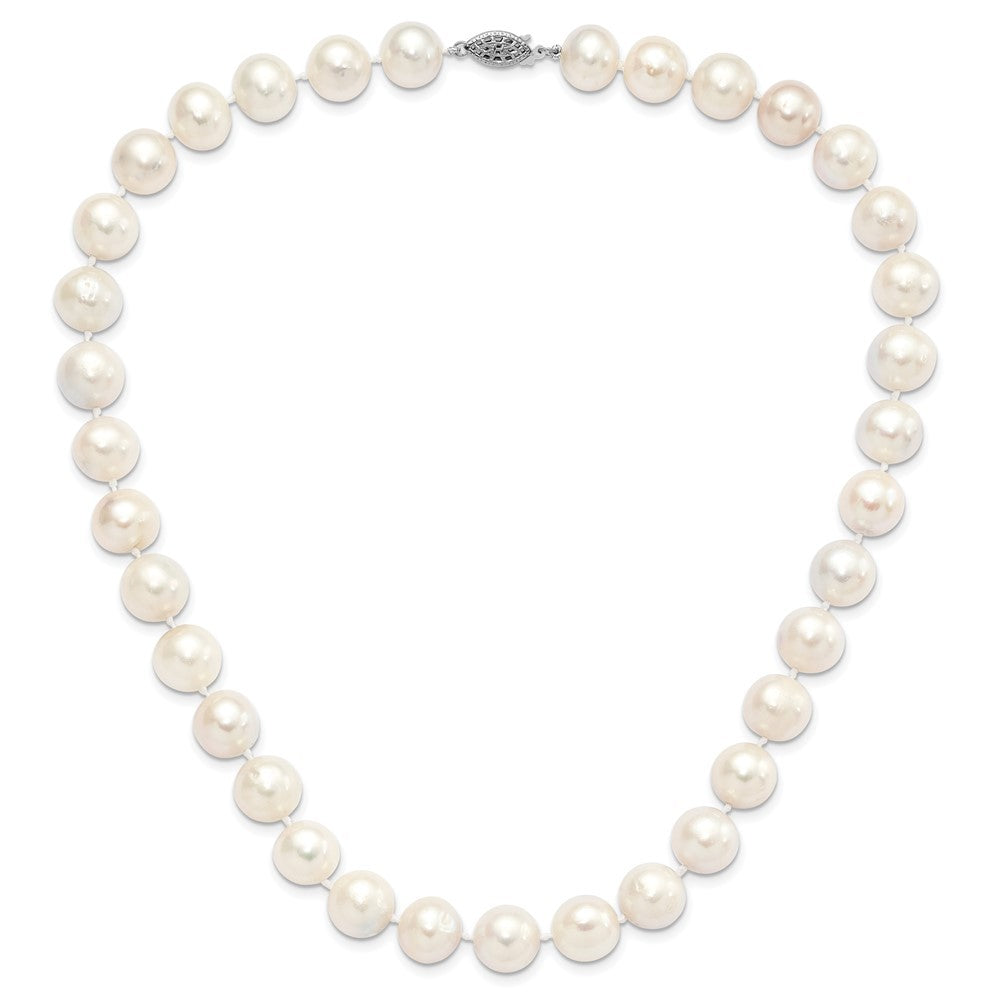 Sterling Silver Rhodium-plated 12-13mm White Cultured Pearl Necklace 20"