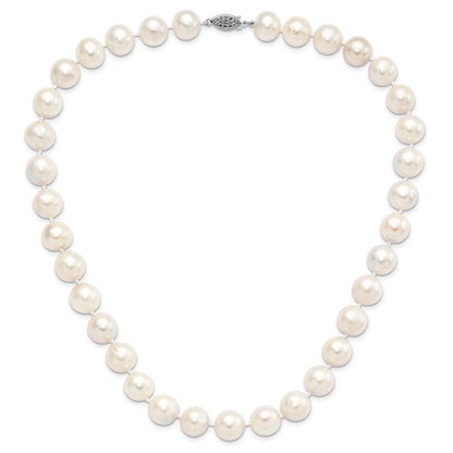 Sterling Silver Rhodium-plated 12-13mm White Cultured Pearl Necklace 20"