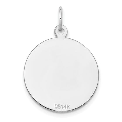 14k White Gold Etched .018 Gauge Engraveable Round Disc Charm