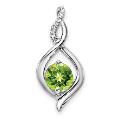 14k White Gold Peridot and Diamond Pendant for Women