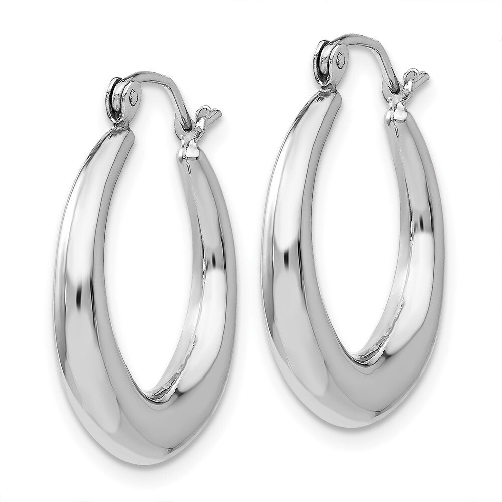 14k White Gold Polished Hoop Earrings Gift for Women