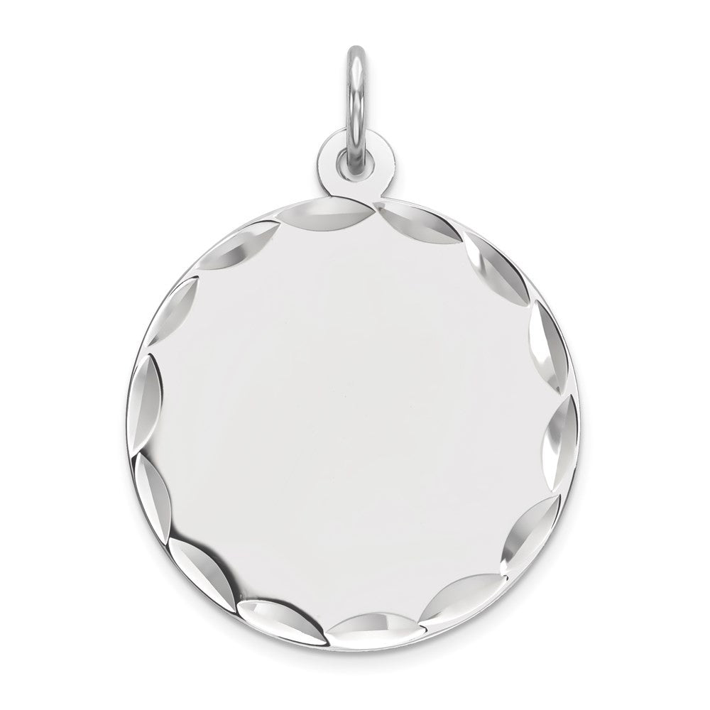 Sterling Silver Rhod-plated Rnd Polish Front Satin Back Disc Charm