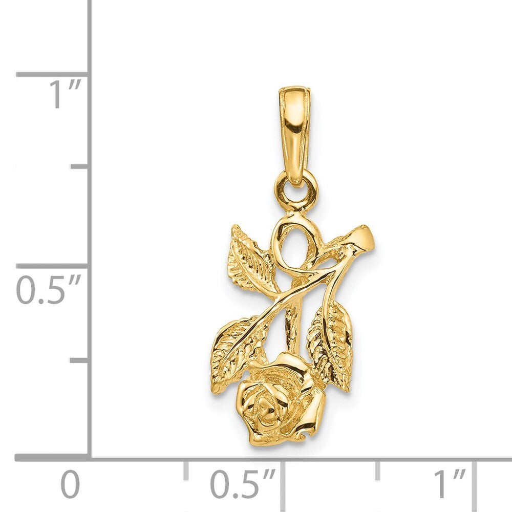 14k Yellow Gold Rose Pendant for Women