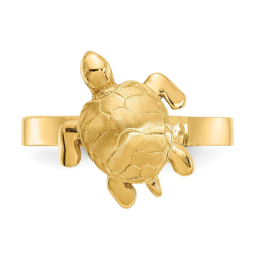 14K Yellow Gold Gold Polished / Textured Sea Turtle Ring