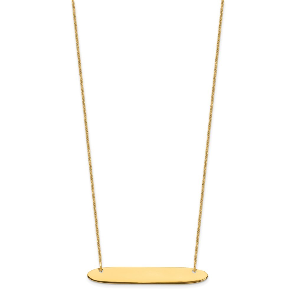 10k Yellow Gold Medium Oblong Blank Bar Necklace