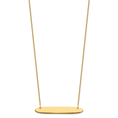 10k Yellow Gold Medium Oblong Blank Bar Necklace