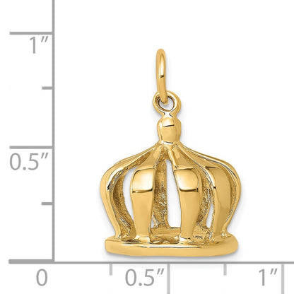 14k Yellow Gold 3D Crown Charm Pendant for Women