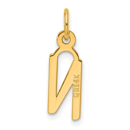 14k Yellow Gold Slanted Block Letter N Initial Charm Pendant for Women