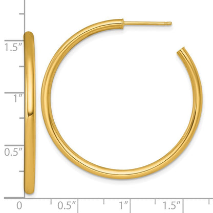 14k Yellow Gold Polished 2.5 x 40mm Tube C-Hoop Earrings