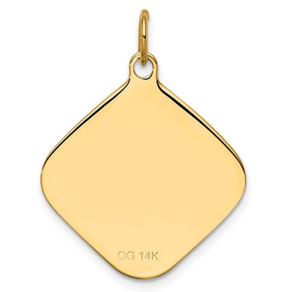 14k Yellow Gold Patterned .018 Gauge Diamond-Shaped Engravable Disc Charm