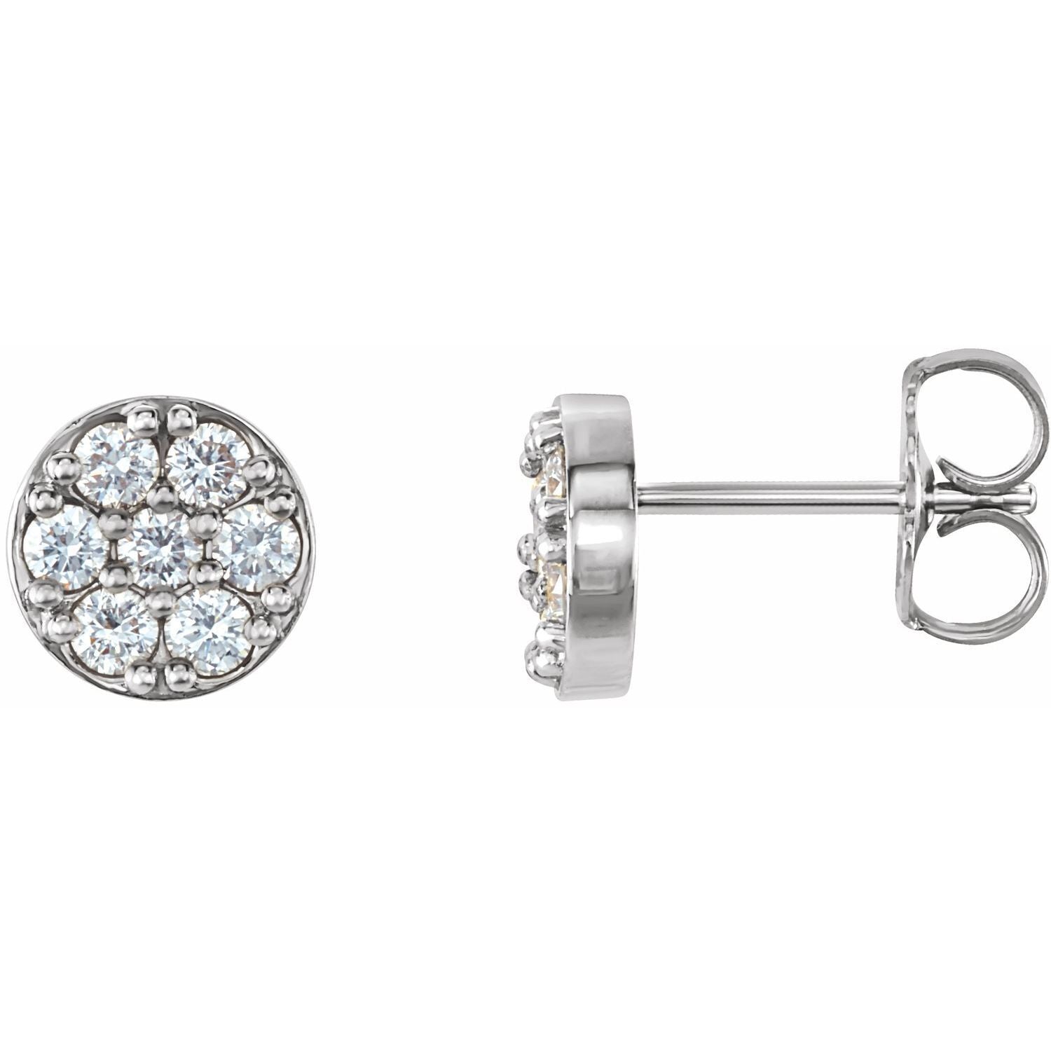 Gift for Mothers 14k White Gold 3/8 CTW Natural Diamond Cluster Stud Earrings