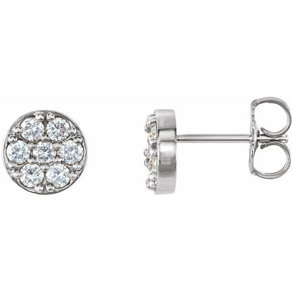 Gift for Mothers 14k White Gold 3/8 CTW Natural Diamond Cluster Stud Earrings