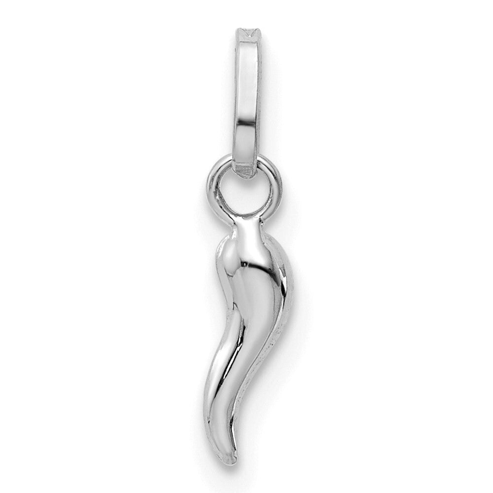 14k White Gold 3D Italian Horn Charm Pendant for Women