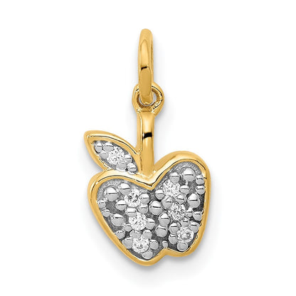 14k Yellow Gold Diamond Apple Charm Pendant