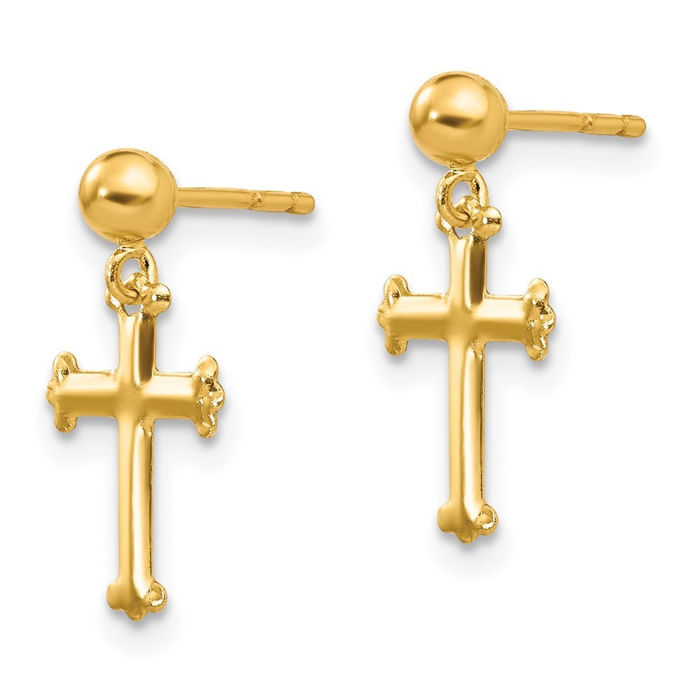 14k Yellow Gold Madi K Cross Dangle Post Earrings
