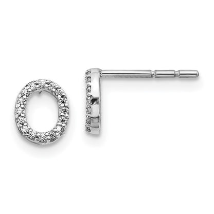 14k White Gold Diamond Initial O Earrings