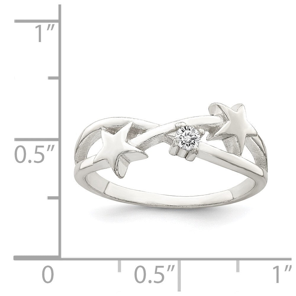 Sterling Silver Cubic Zirconia Star Ring Size 6