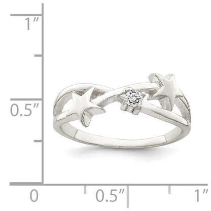 Sterling Silver Cubic Zirconia Star Ring Size 6